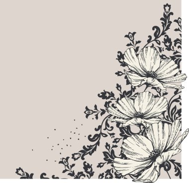 Floral background with blooming flowers clipart