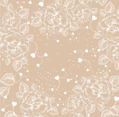 Floral background with roses and hearts clipart