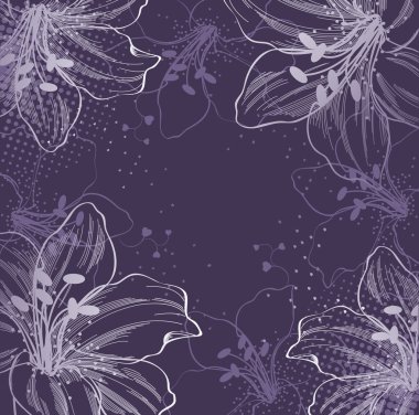 Purple background with blooming lilies clipart