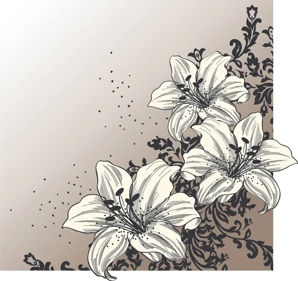 Abstrakt bakgrund med blommande liljor — Stock vektor