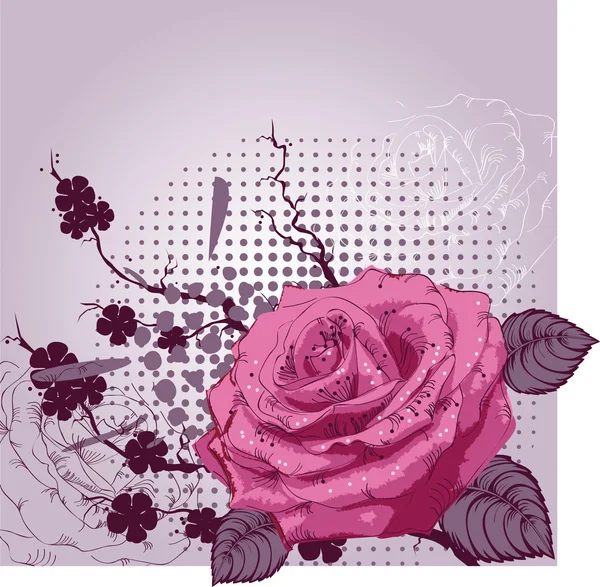 Hintergrund mit einer rosa Rose — Stockvektor