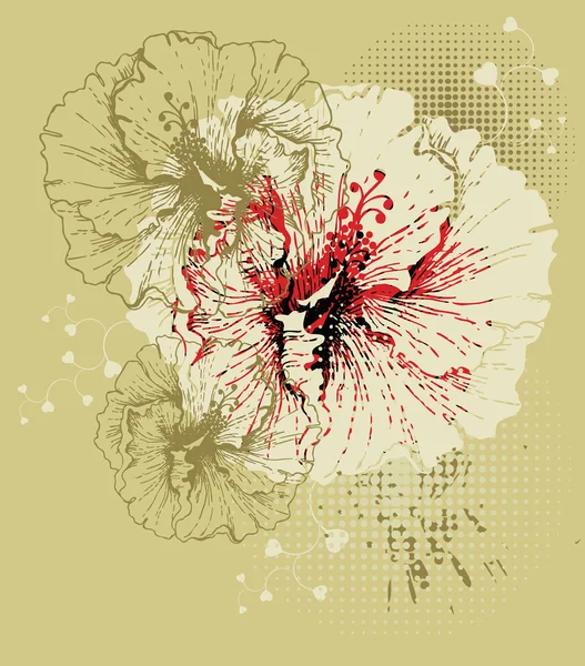 Fond avec hibiscus en fleurs — Image vectorielle