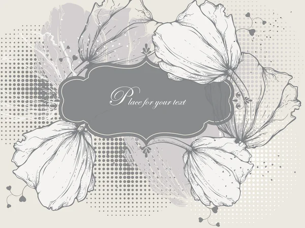 ビンテージのフレームとチューリップの花の背景 — ストックベクタ