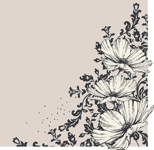 Fond floral avec des fleurs en fleurs — Image vectorielle