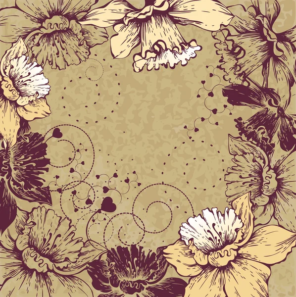 咲く水仙の花の背景 — ストックベクタ