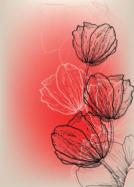 Цветочный фон с цветущими тюльпанами — стоковый вектор