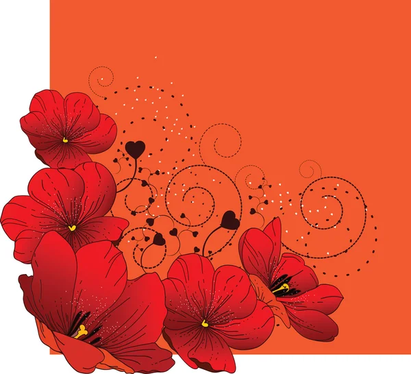Blumenhintergrund mit roten Tulpen — Stockvektor