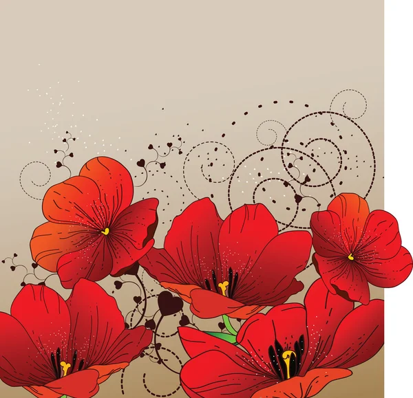 Blumenhintergrund mit roten Tulpen — Stockvektor