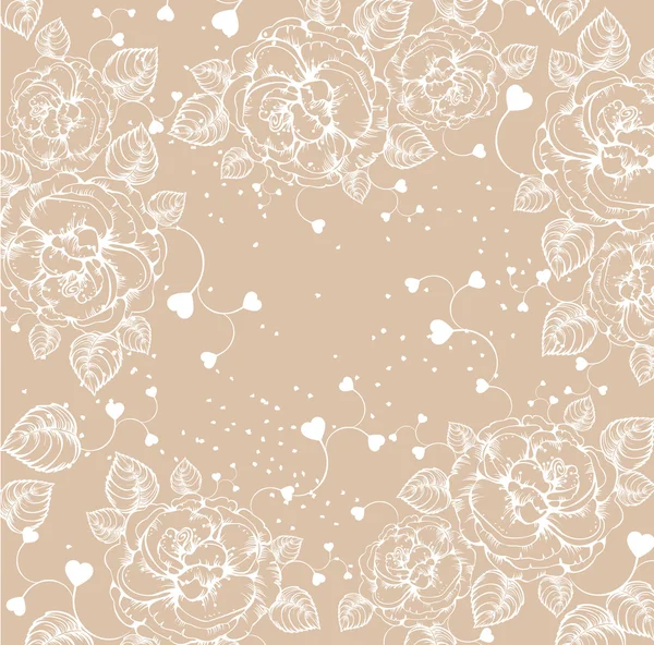 Floral background with roses and hearts — Stock Vector