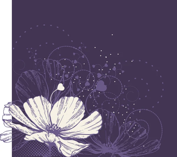 心と花の背景 — ストックベクタ