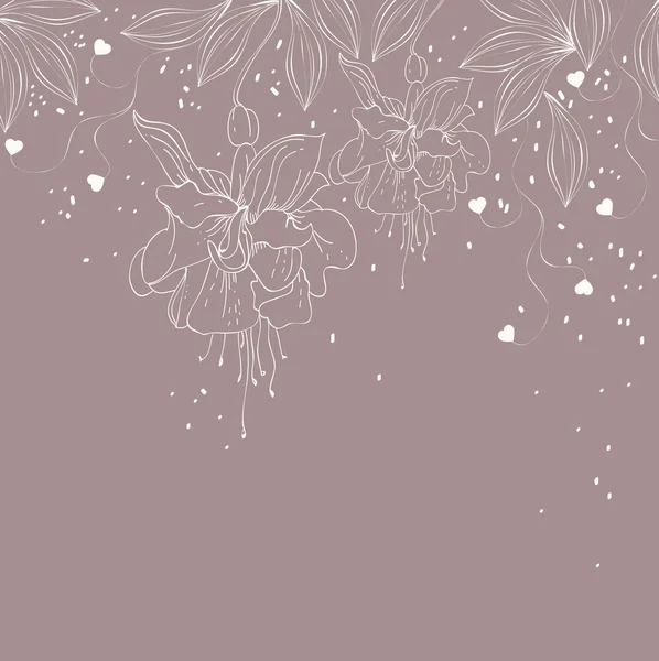 Branche de fuchsia à fleurs dessinée à la main — Image vectorielle