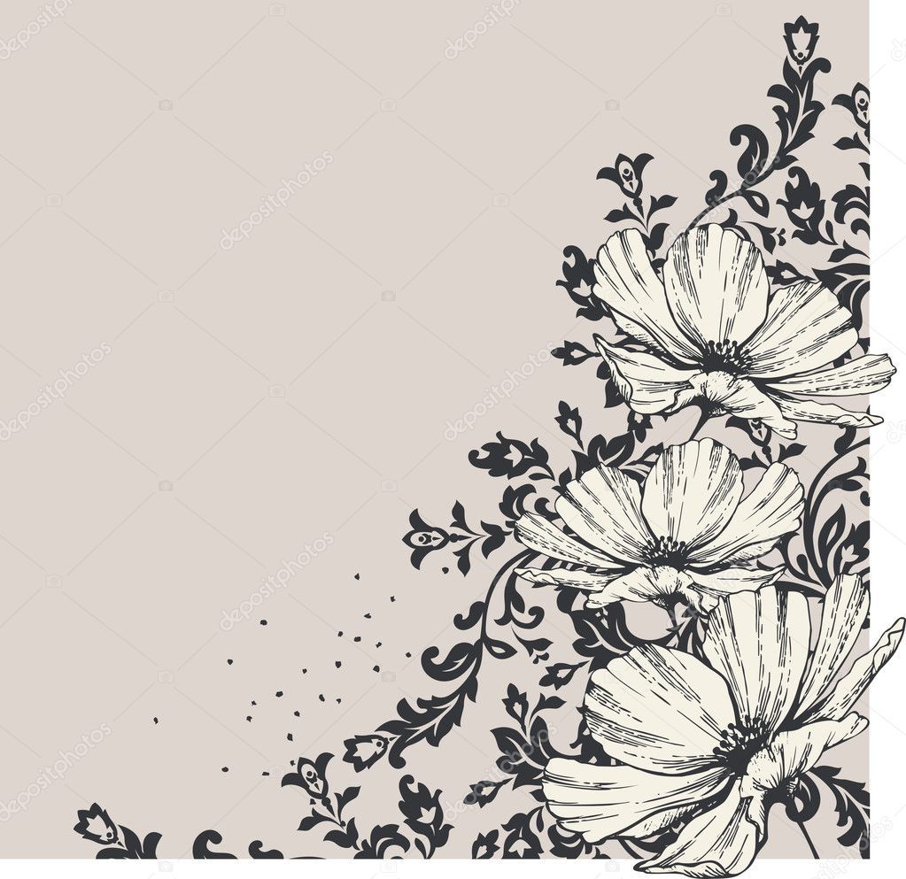 Floral background with blooming flowers