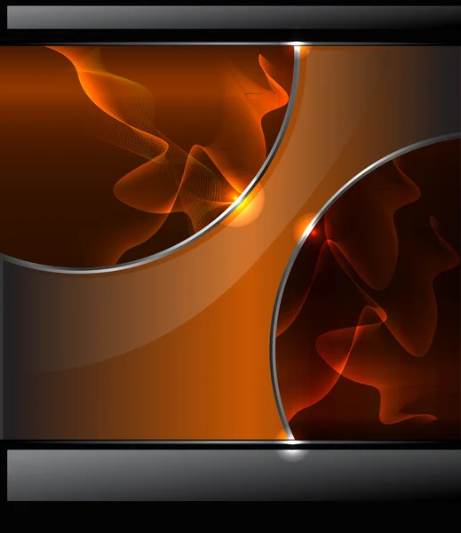 Abstrakter Hintergrund mit orangefarbenem Rauch und Hochglanzbanner — Stockvektor