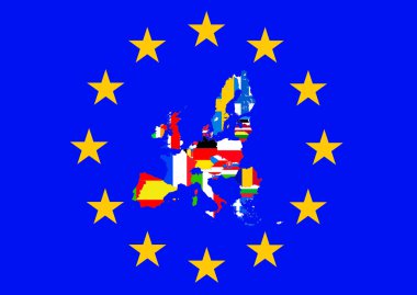 European flag with country flags clipart