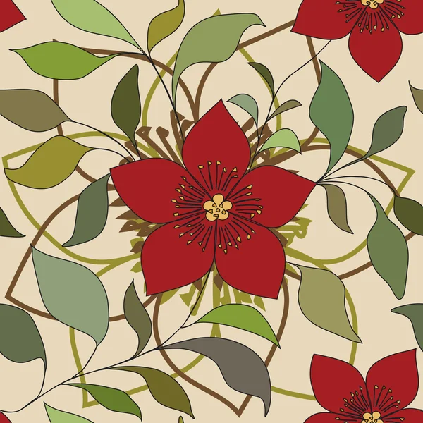 Fleur centrale rouge — Image vectorielle