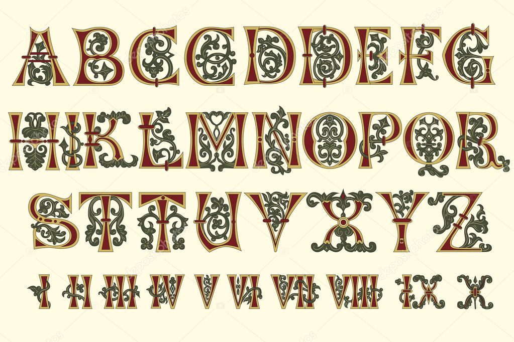 Alphabet Medieval and Roman numerals