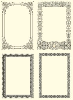 Set of four vintage ornamental frame clipart