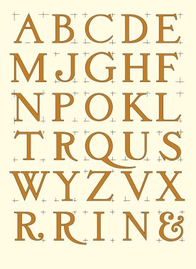 Modern roman alphabet clipart