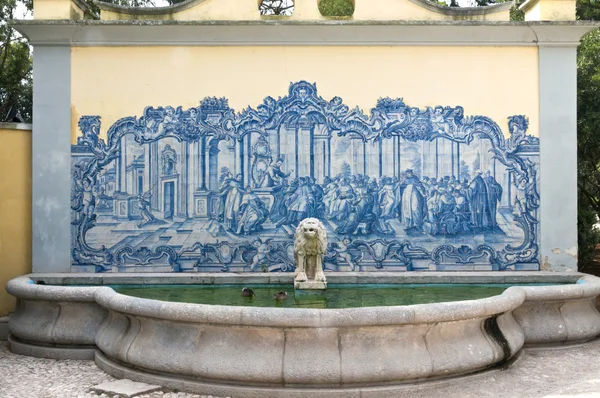 stock image Portuguese tiled ancient fountain