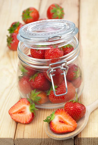 Strawberries in a jar — Stock Photo, Image