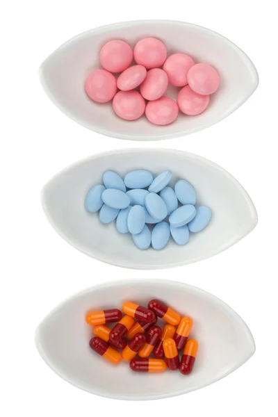색 약 세 세라믹 그릇 — 스톡 사진