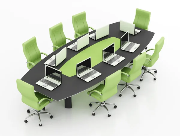 Meeting table with notebook — Stock Photo, Image