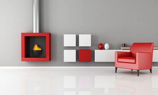 Chimenea minimalista en una sala de estar —  Fotos de Stock