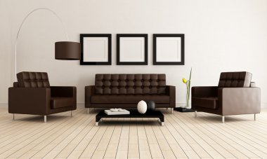 Brown and white living room clipart