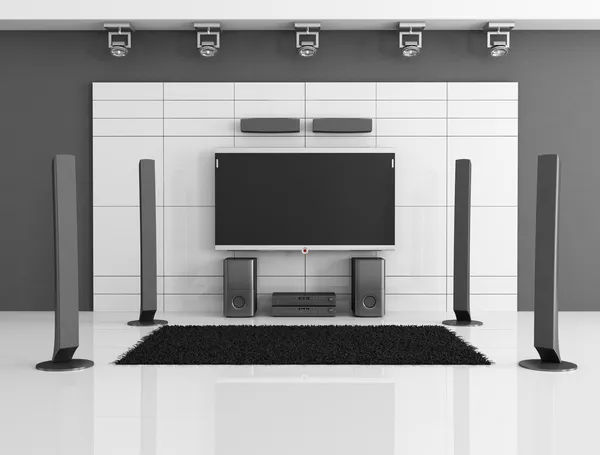 Black and white home theater — Stock Photo, Image