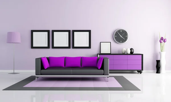 Salón púrpura moderno — Foto de Stock