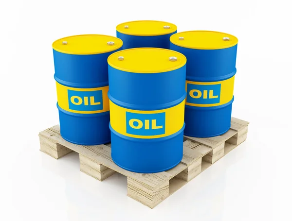 Barris de óleo azul e amarelo — Fotografia de Stock