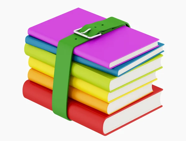 Libros coloridos con cinturón verde —  Fotos de Stock