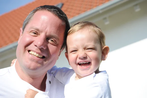 Father - son portrait, laughing heartily — Stock Photo, Image
