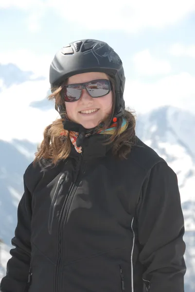 stock image Winterportrait with Ski Helmet of a Teen Girl