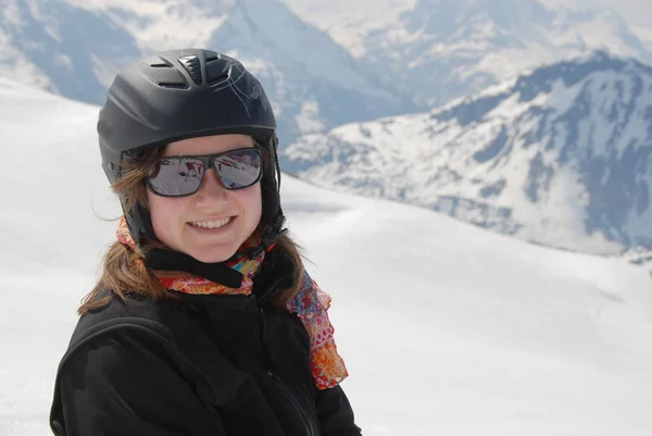 stock image Winterportrait with Ski Helmet of a Teen Girl