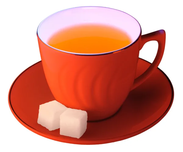 Tapa roja de té — Foto de Stock