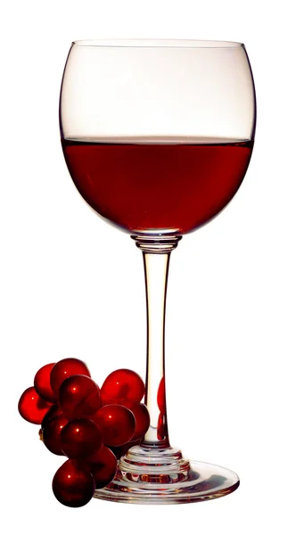 stock image Goblet with red wine and grape
