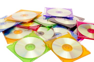 renkli CD kutularında