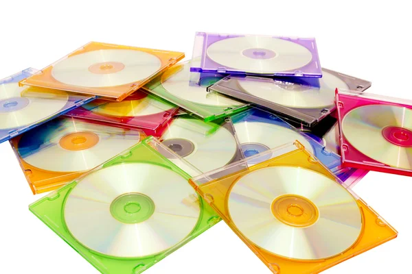 CDs coloridos em caixas — Fotografia de Stock