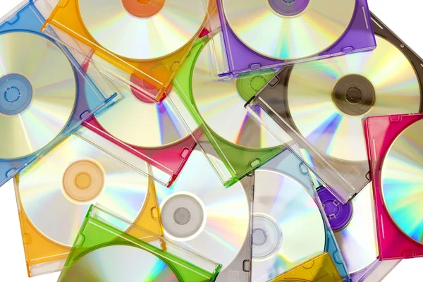 Барвисті компакт-диски в коробках — стокове фото