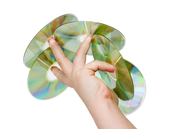 Hand med en CD-skiva — Stockfoto