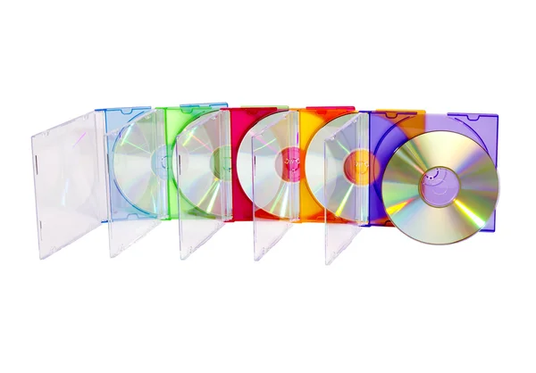 Bunte CDs in Schachteln — Stockfoto