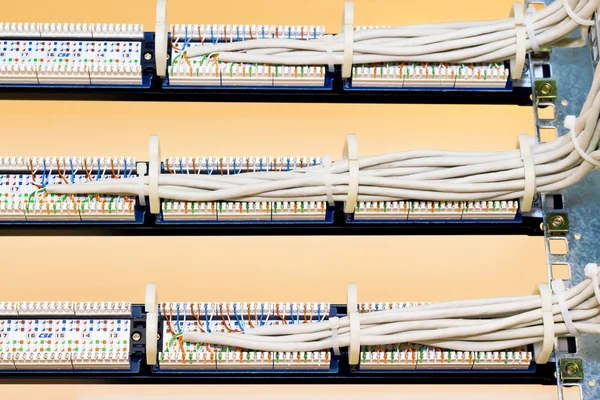 Rear view of the patch panels — Stock Photo, Image