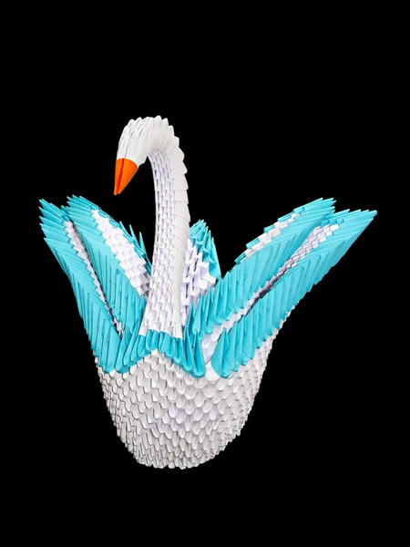 Origami swan out of many modules — Stock Photo, Image