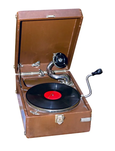 Starý přenosný gramofon — Stock fotografie