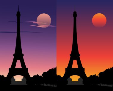 Eiffel Tower at night clipart