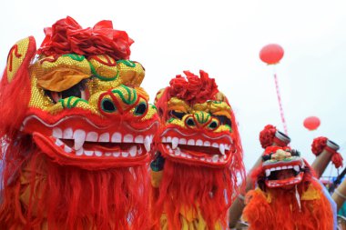 Lion dance performance clipart