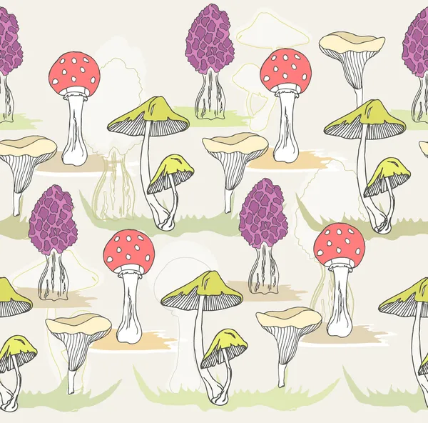 Modèle de champignon coloré sans couture abstrait — Image vectorielle