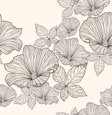 Seamless floral pattern. Background with flowers and leafs. clipart