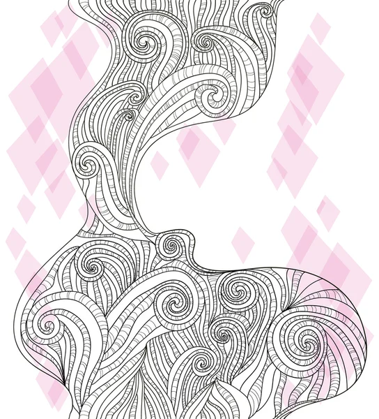 Sömlös doodle mönster. Doodle bakgrund med rosa diamanter. — Stock vektor